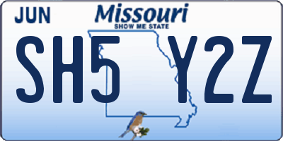 MO license plate SH5Y2Z