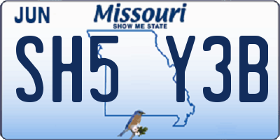 MO license plate SH5Y3B