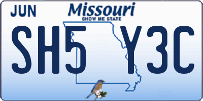 MO license plate SH5Y3C