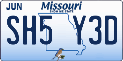 MO license plate SH5Y3D