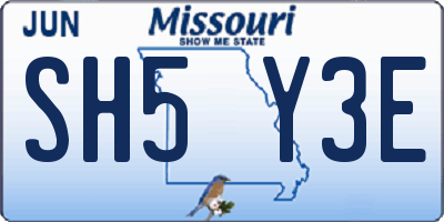 MO license plate SH5Y3E