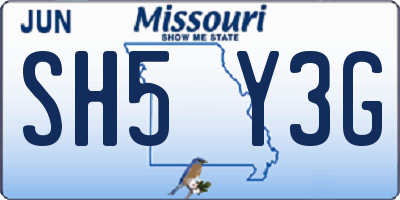 MO license plate SH5Y3G