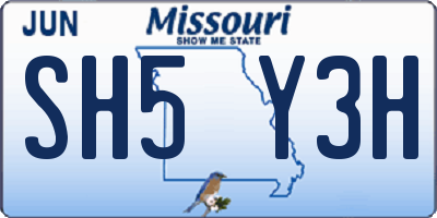 MO license plate SH5Y3H