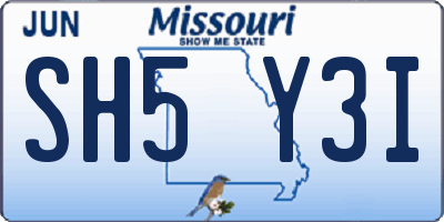 MO license plate SH5Y3I
