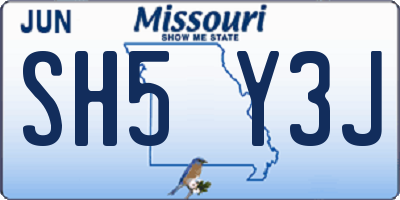 MO license plate SH5Y3J