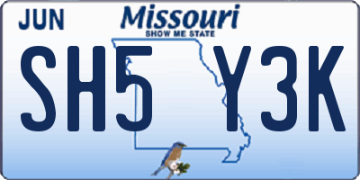 MO license plate SH5Y3K