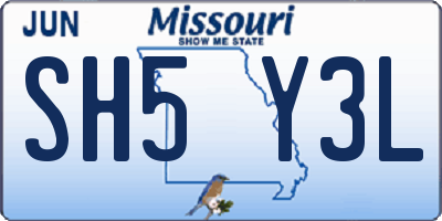 MO license plate SH5Y3L