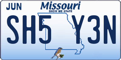 MO license plate SH5Y3N