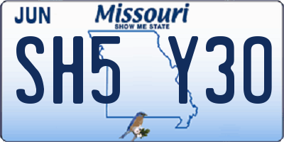 MO license plate SH5Y3O
