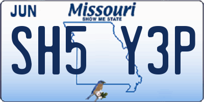 MO license plate SH5Y3P