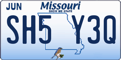 MO license plate SH5Y3Q