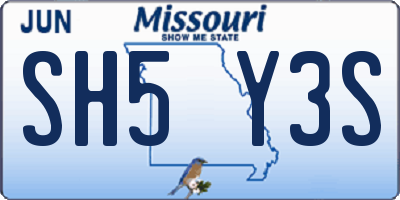 MO license plate SH5Y3S