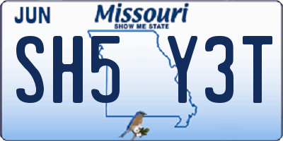 MO license plate SH5Y3T