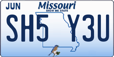 MO license plate SH5Y3U