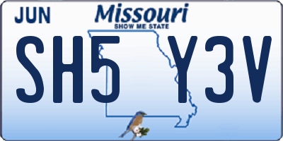 MO license plate SH5Y3V