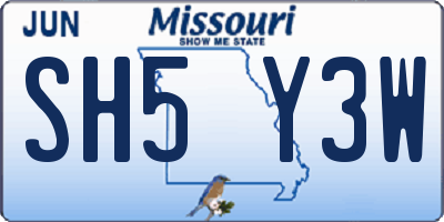 MO license plate SH5Y3W