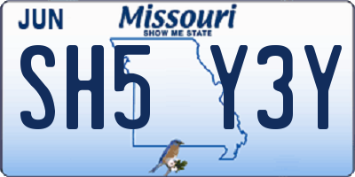 MO license plate SH5Y3Y