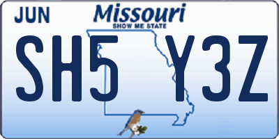 MO license plate SH5Y3Z