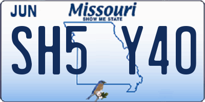 MO license plate SH5Y4O