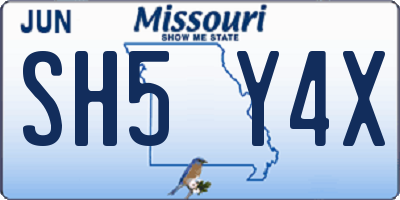 MO license plate SH5Y4X