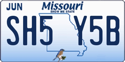 MO license plate SH5Y5B