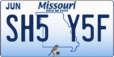 MO license plate SH5Y5F