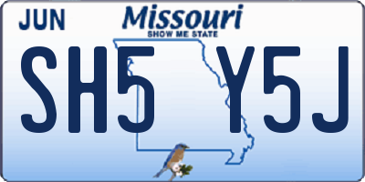 MO license plate SH5Y5J