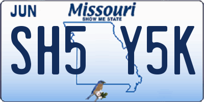 MO license plate SH5Y5K
