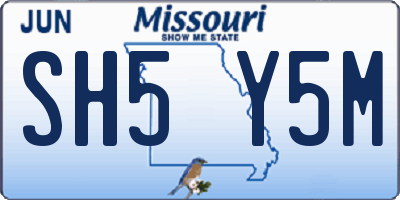 MO license plate SH5Y5M