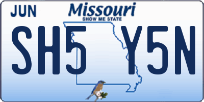 MO license plate SH5Y5N