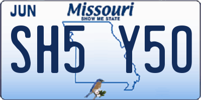 MO license plate SH5Y5O