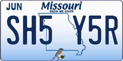 MO license plate SH5Y5R