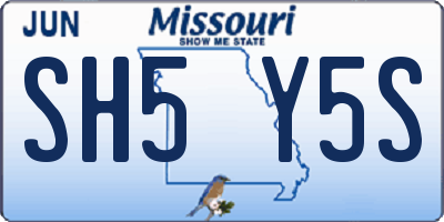 MO license plate SH5Y5S