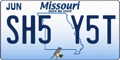 MO license plate SH5Y5T