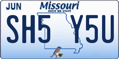 MO license plate SH5Y5U