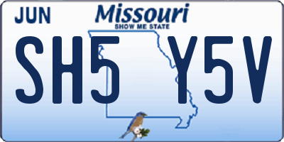 MO license plate SH5Y5V