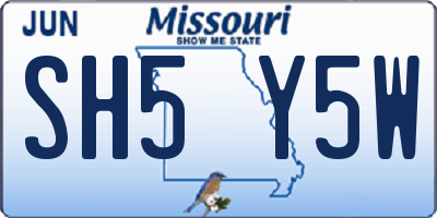 MO license plate SH5Y5W
