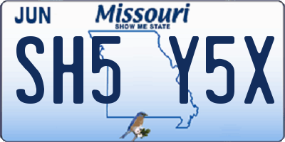 MO license plate SH5Y5X