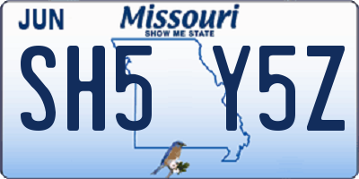 MO license plate SH5Y5Z