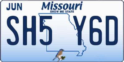 MO license plate SH5Y6D