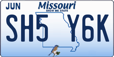 MO license plate SH5Y6K