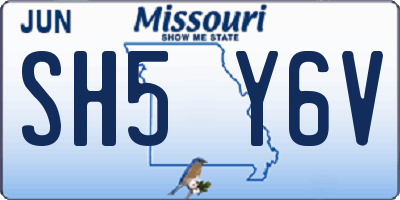 MO license plate SH5Y6V
