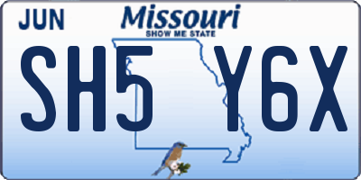 MO license plate SH5Y6X