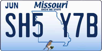 MO license plate SH5Y7B