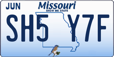 MO license plate SH5Y7F