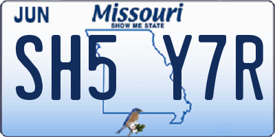 MO license plate SH5Y7R