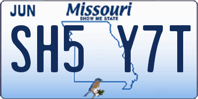 MO license plate SH5Y7T