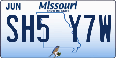 MO license plate SH5Y7W