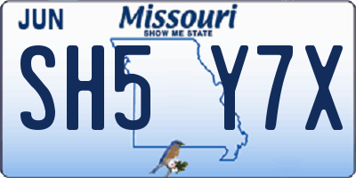 MO license plate SH5Y7X
