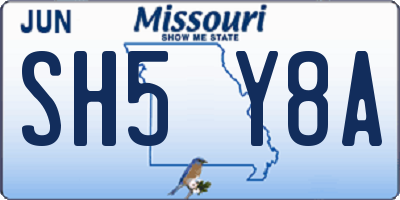 MO license plate SH5Y8A